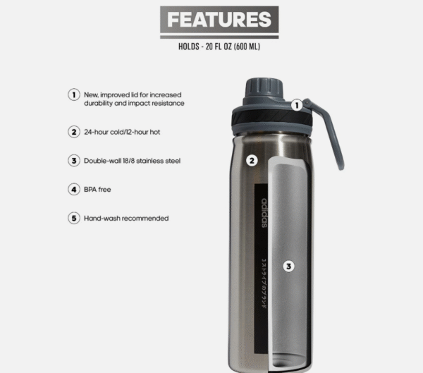 botella térmica Adidas 600 ml acero inoxidable