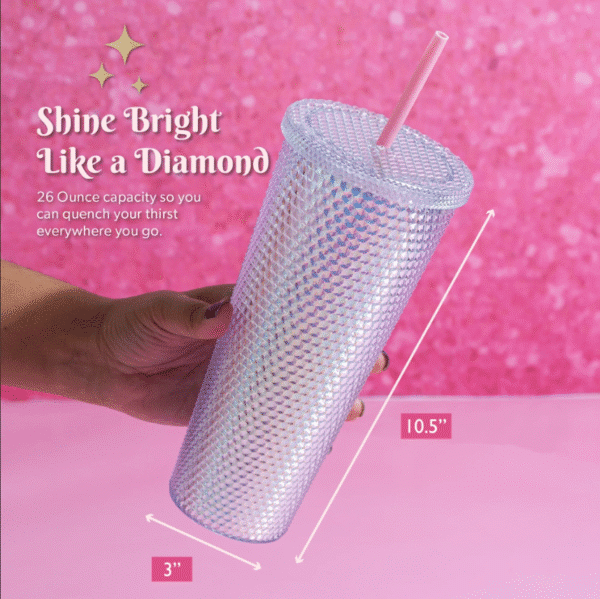 vaso Paris Hilton textura diamante arcoíris