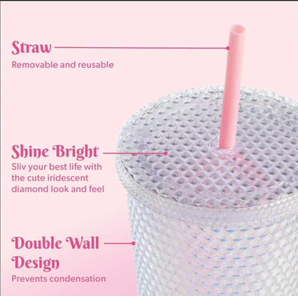 vaso Paris Hilton textura diamante arcoíris